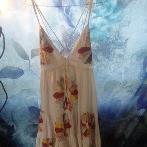 UO floor legnth maxi patchwork cotton cross back white dress